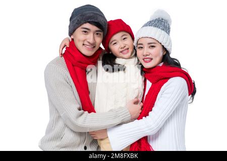 Happy family of three Stock Photo