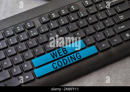 Handwriting text Web Coding. Word for work involved in developing a web site for the Internet Stock Photo