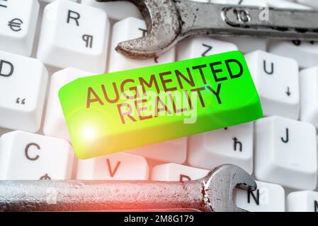 Sign displaying Augmented Reality. Business idea technology that imposes computer image on the real world Stock Photo