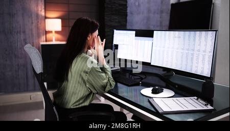 Sad Tired Medical Coding Bill And Spreadsheets Analyst Stock Photo