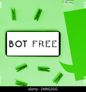 Conceptual display Bot Free, Concept meaning a computer program that works automatically Internet robots Stock Photo