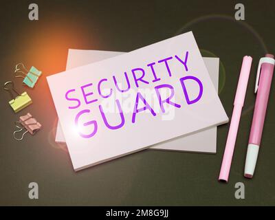 Text sign showing Security Guard. Word for tools used to manage multiple security applications Stock Photo
