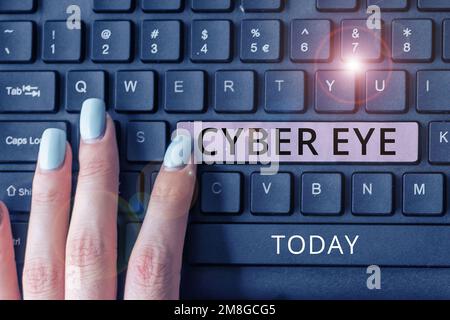 Hand writing sign Cyber Eye. Internet Concept tool engages in building smart technologies in cybersecurity Stock Photo