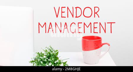 Handwriting text Vendor Management. Internet Concept activities included in researching and sourcing vendors Stock Photo