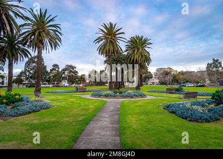 Walking path through the Edwards Park in Port Melbourne, Australia Stock Photo