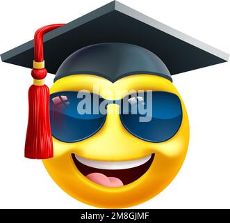 Emoji Graduate College Sunglasses Cartoon Emoticon Stock Vector