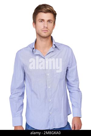 Taking pride in looking good. Portrait of a good looking young man wearing a shirt. Stock Photo