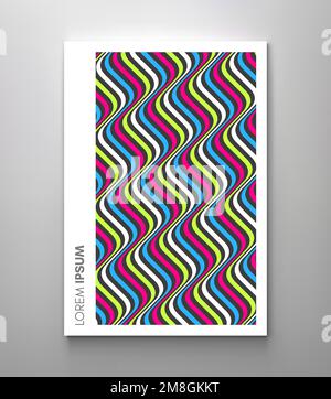 Abstract dynamic template with wavy curved ribbons. Modern cover design. 3d vector illustration. Stock Vector