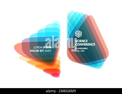 Science conference. Abstract geometric background with transparent figures. Vector illustration made of various overlapping elements. Stock Vector