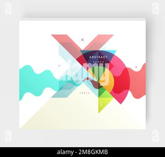 Art composition of flat colorful vector shapes. Abstract transparency geometrical background. Cover design template for presentation, corporate cover Stock Vector