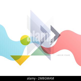 Art composition of flat colorful vector shapes. Abstract transparency geometrical background. Cover design template for presentation, corporate cover Stock Vector