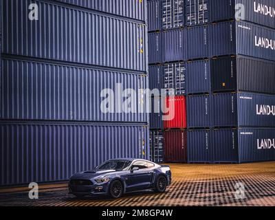 Car container shipping export import Stock Photo