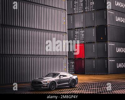 Car container shipping export import Stock Photo