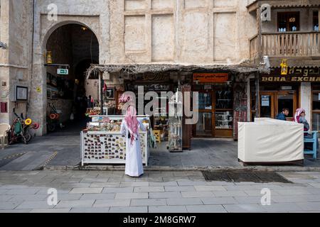 Souq Waqif is a souq in Doha, in the state of Qatar. The souq is known for selling traditional garments, spices, handicrafts, and souvenirs Stock Photo