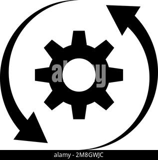 Update gear icon. Rotating gear and arrows. Data backup. Editable vector. Stock Vector