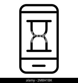Loading smartphone icon line isolated on white background. Black flat thin icon on modern outline style. Linear symbol and editable stroke. Simple and Stock Vector