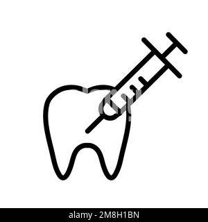 Dental anesthesia icon line isolated on white background. Black flat thin icon on modern outline style. Linear symbol and editable stroke. Simple and Stock Vector