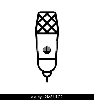 Condenser microphone line icon isolated on white background. Black flat thin icon on modern outline style. Linear symbol and editable stroke. Simple a Stock Vector