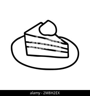 Slice of cake on plate Stock Vector