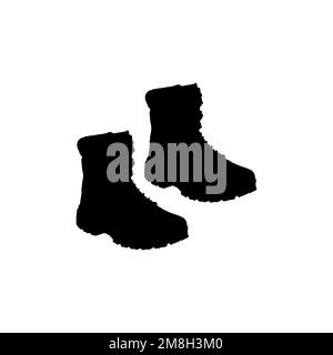 Boots icon. Simple style boots shop big sale poster background symbol. Boots brand logo design element. Boots t-shirt printing. Vector for sticker. Stock Vector