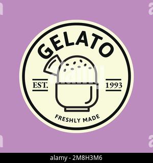 Gelato Word With Ice Cream Doodle Hand Writing Continuous Colorful 