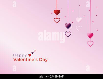 vector of stylish hanging hearts background for valentines day Stock Vector