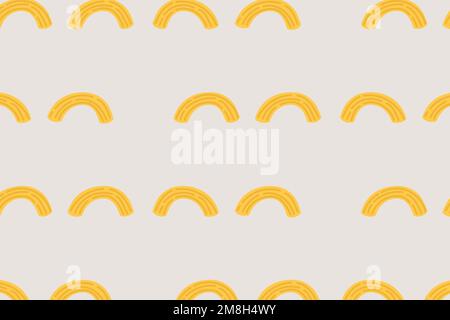 Macaroni pasta food pattern vector background in greige cute doodle style Stock Vector
