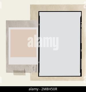 Vintage photo film frames vector aesthetic collage Stock Vector