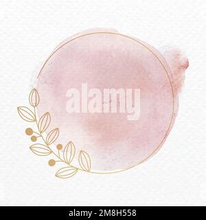 Frame vector in pink botanical ornament watercolor style Stock Vector