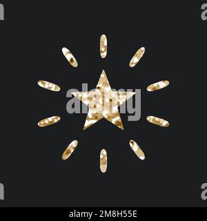 Sparkling stars vector icon with glitter texture on black background Stock Vector
