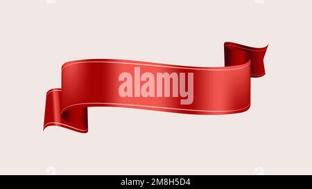 Ribbon banner vector image, red label graphic element Stock Vector