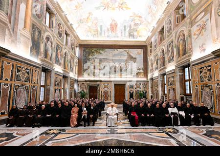 Vatican, Vatican. 14th Jan, 2023. Italy, Rome, Vatican, 2023/1/14. Pope Francis meets in audience with community of Pontifical North American College at Vatican . Photograph by Vatican Media /Catholic Press Photo . RESTRICTED TO EDITORIAL USE - NO MARKETING - NO ADVERTISING CAMPAIGNS. Credit: Independent Photo Agency/Alamy Live News Stock Photo