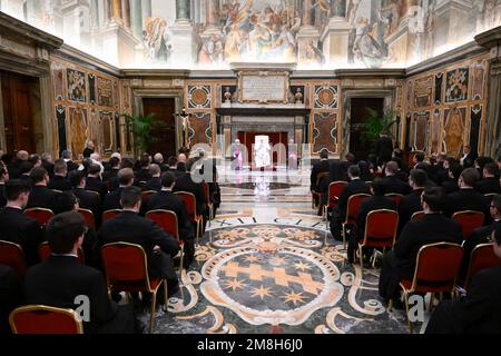 Vatican, Vatican. 14th Jan, 2023. Italy, Rome, Vatican, 2023/1/14. Pope Francis meets in audience with community of Pontifical North American College at Vatican . Photograph by Vatican Media /Catholic Press Photo . RESTRICTED TO EDITORIAL USE - NO MARKETING - NO ADVERTISING CAMPAIGNS. Credit: Independent Photo Agency/Alamy Live News Stock Photo