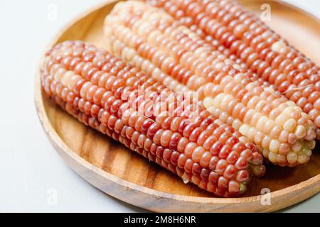 Delicious boiled waxy corn food served on the table Stock Photo