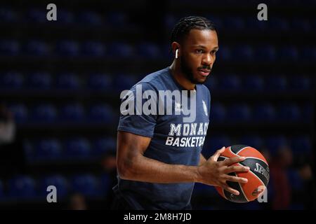 Belgrade, Serbia, 5 January 2023. Jaron Blossomgame of AS Monaco in action  during the 2022/2023 Turkish Airlines EuroLeague match between Partizan  Mozzart Bet Belgrade and AS Monaco at Stark Arena in Belgrade