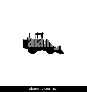 Bulldozer icon. Simple style building company big sale poster background symbol. Bulldozer brand logo design element. Bulldozer t-shirt printing. Stock Vector