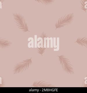 feathers seamless pattern. LIGHT pattern of feathers on a COCOA background. Stock Vector