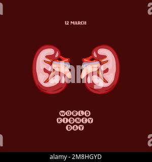 World Kidney Day Poster Or Banner. Kidney care and cancer awareness concept. Urology and nephrology vector design. Kidney logo. Organ donor, kidney do Stock Vector