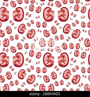 World Kidney Day Seamless Pattern. Kidney care and cancer awareness concept. Urology and nephrology vector design. Kidney logo. Organ donor, kidney do Stock Vector