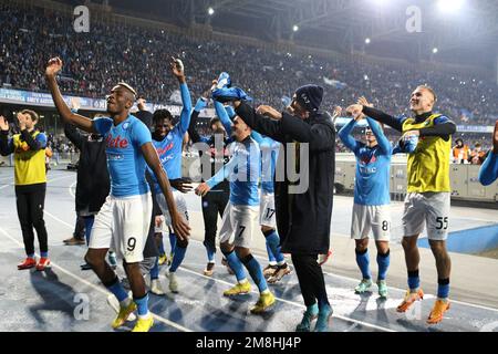 Naples, Italy. 13th Jan, 2023. Players of Ssc Napoli the  Serie A match beetween Ssc Napoli and Juventus Fc at Stadio Maradona on January 13, 2023 in Napoli, Italy . Credit: Marco Canoniero/Alamy Live News Stock Photo