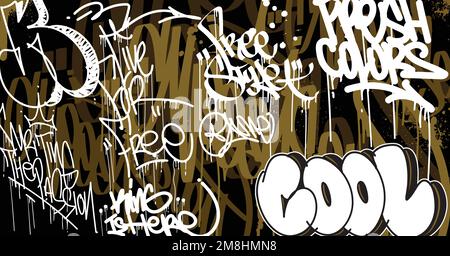 Abstract graffiti art background with scribble throw-up and tagging hand-drawn style. Street art graffiti urban theme for prints, patterns, banners, a Stock Vector