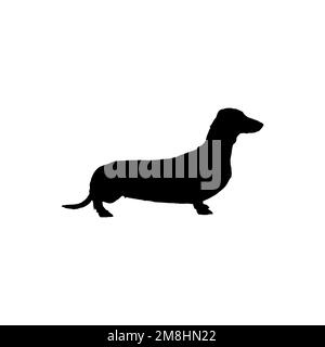 Dachshund icon. Simple style pet shop big sale poster background symbol. Dachshund brand logo design element. Dachshund t-shirt printing. Stock Vector