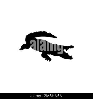 Crocodile icon. Simple style zoology science poster background symbol. Crocodile brand logo design element. Crocodile t-shirt printing. Stock Vector