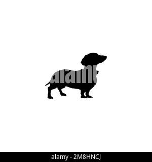 Dachshund icon. Simple style pet shop big sale poster background symbol. Dachshund brand logo design element. Dachshund t-shirt printing. Stock Vector