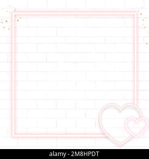 Pink neon Valentine's frame vector Stock Vector