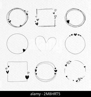 Doodle love frame collection vector Stock Vector