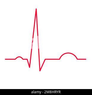 Red heart with heartbeat EKG line. 3D rendering isolated on white ...