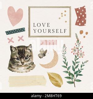 Cute feminine stickers pack vector Stock Vector