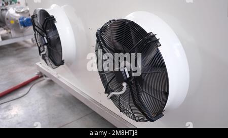 Cooling industrial air conditioners and fans closeup. Stock Photo