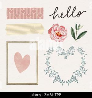 Cute feminine stickers pack vector Stock Vector